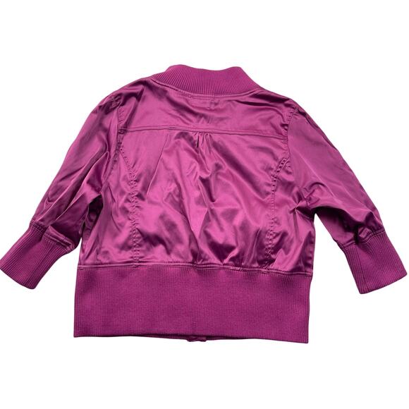 MKM Designs Jacket XL Fuchsia Pink Satin Cropped Ribbed Trim Vintage Y2K - Picture 2 of 12